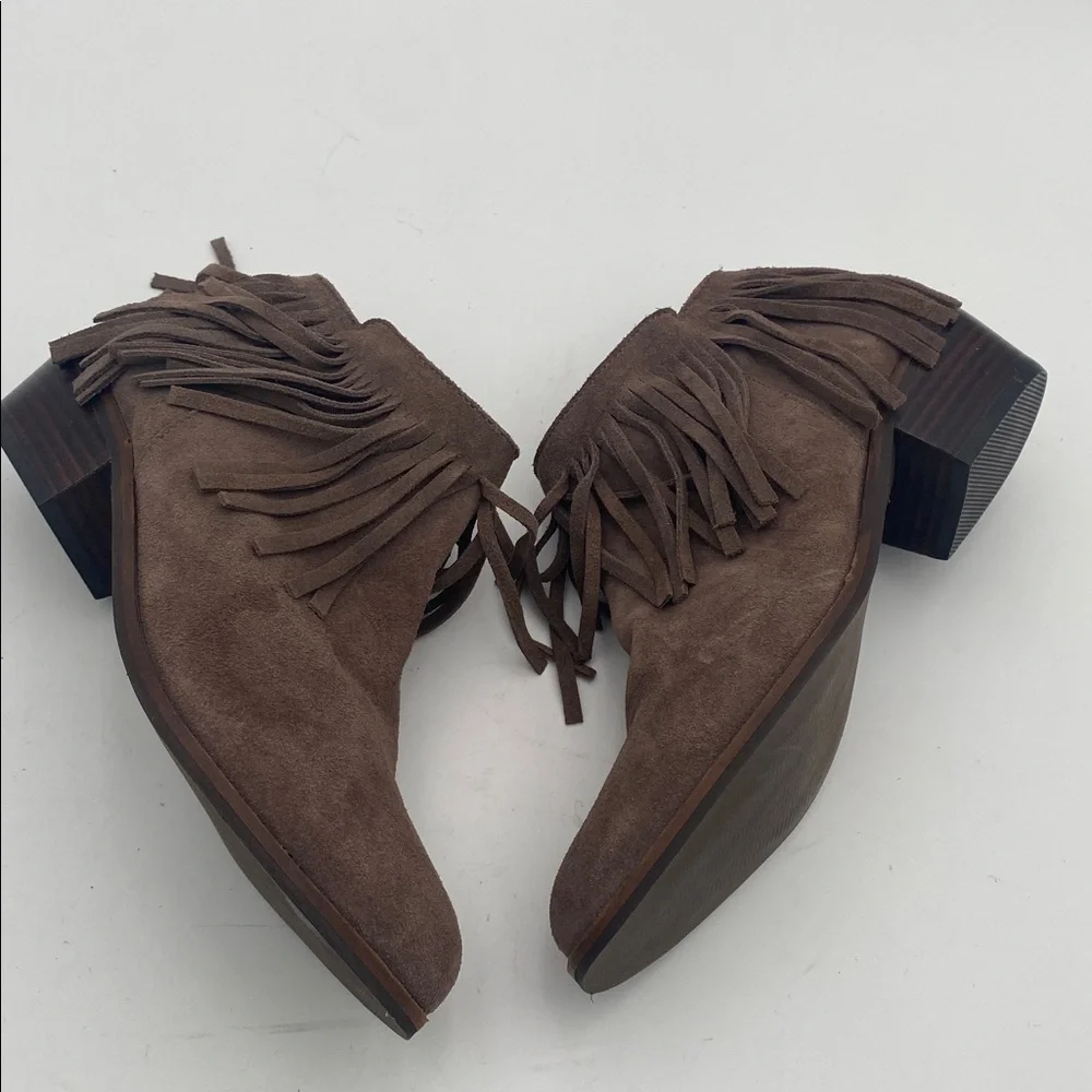 Steve Madden Brown Fringed Western Boots women 6.5M leather suede boho Festival